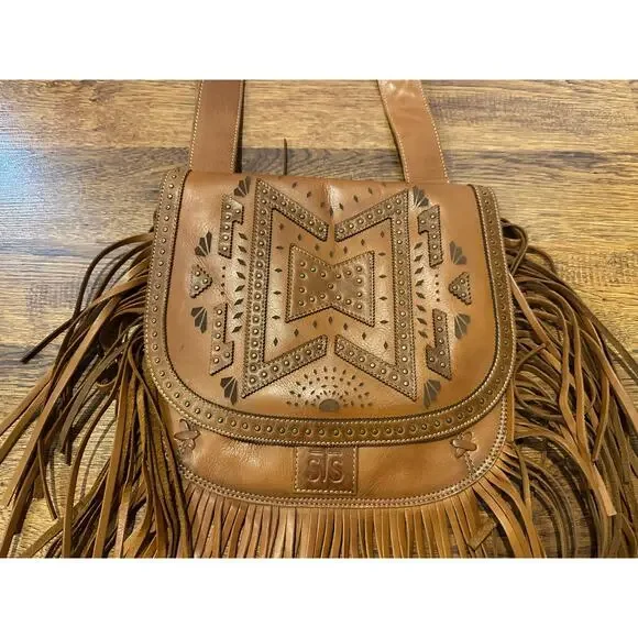 STS Ranchwear Wayfarer Selah Leather Fringe Crossbody Bag Whiskey Western Boho - Picture 7 of 16